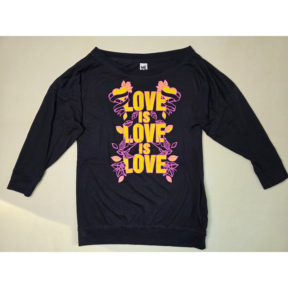 Zumba Love Is Love Size M Medium Marvelous Long Sleeve Black Yellow Pink Shirt